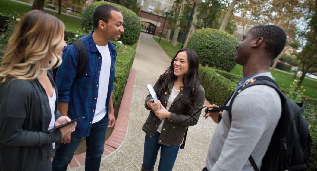 Students talking on campus